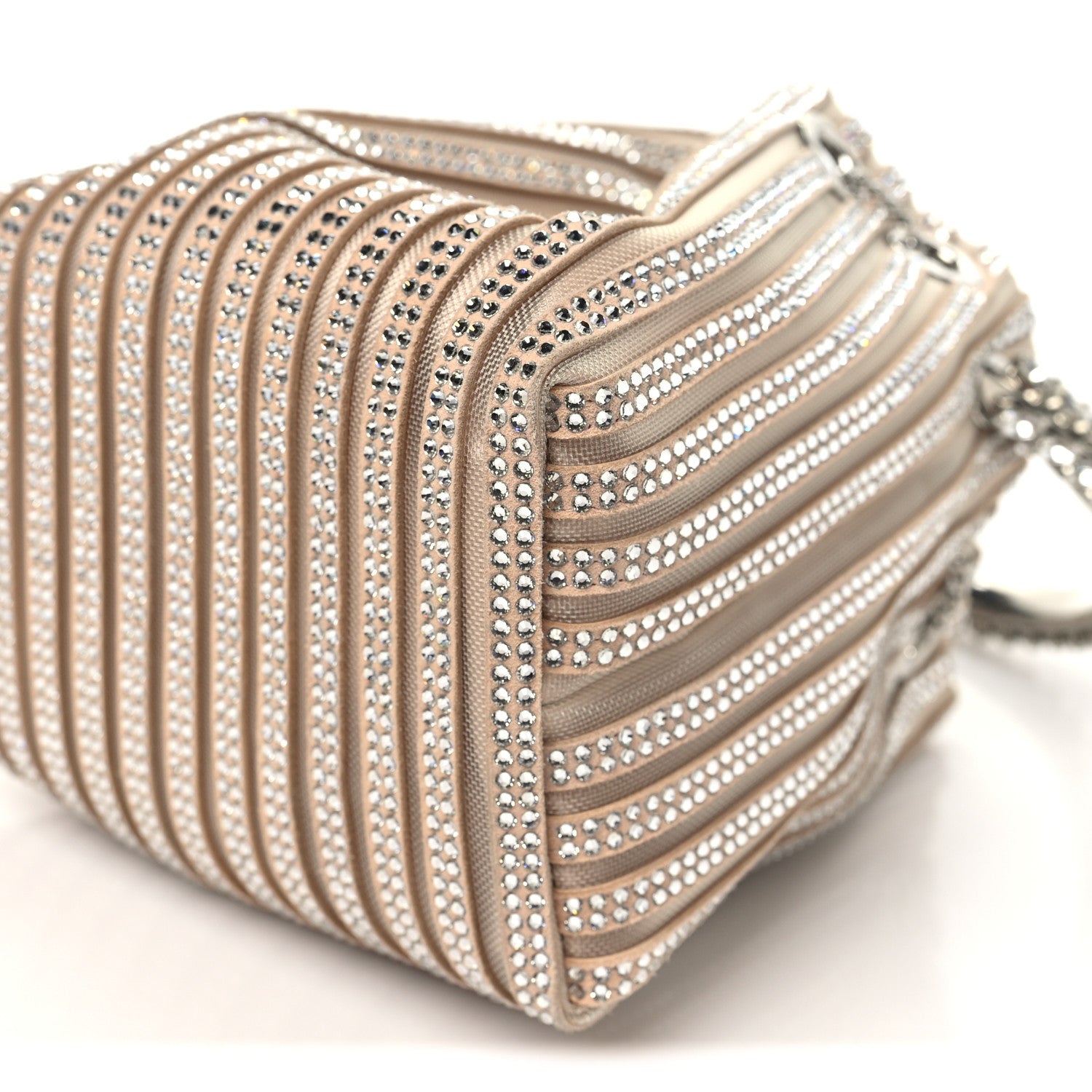 Jimmy Choo Suede Mesh Crystal Embellished Stripe Bon Bon Bucket Bag Macaron Mix 10 of 10