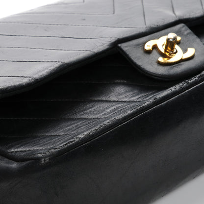 Chanel Lambskin Chevron Quilted Medium Double Flap Black 12 of 14