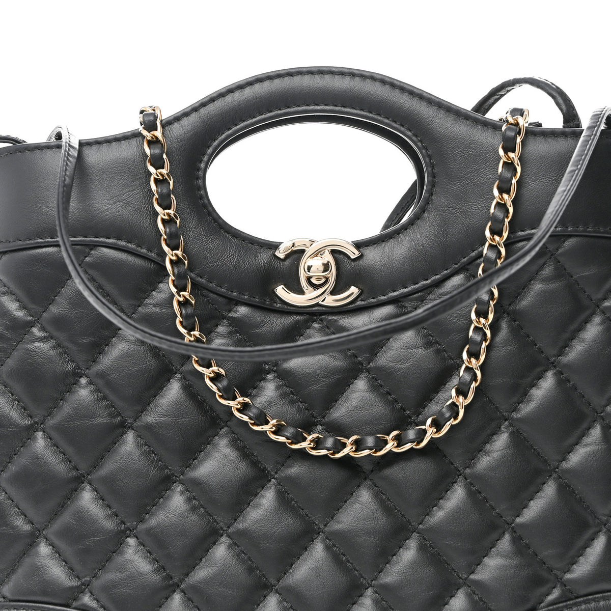 Chanel Aged Calfskin Quilted Mini 31 Shopping Bag Black 8 of 10