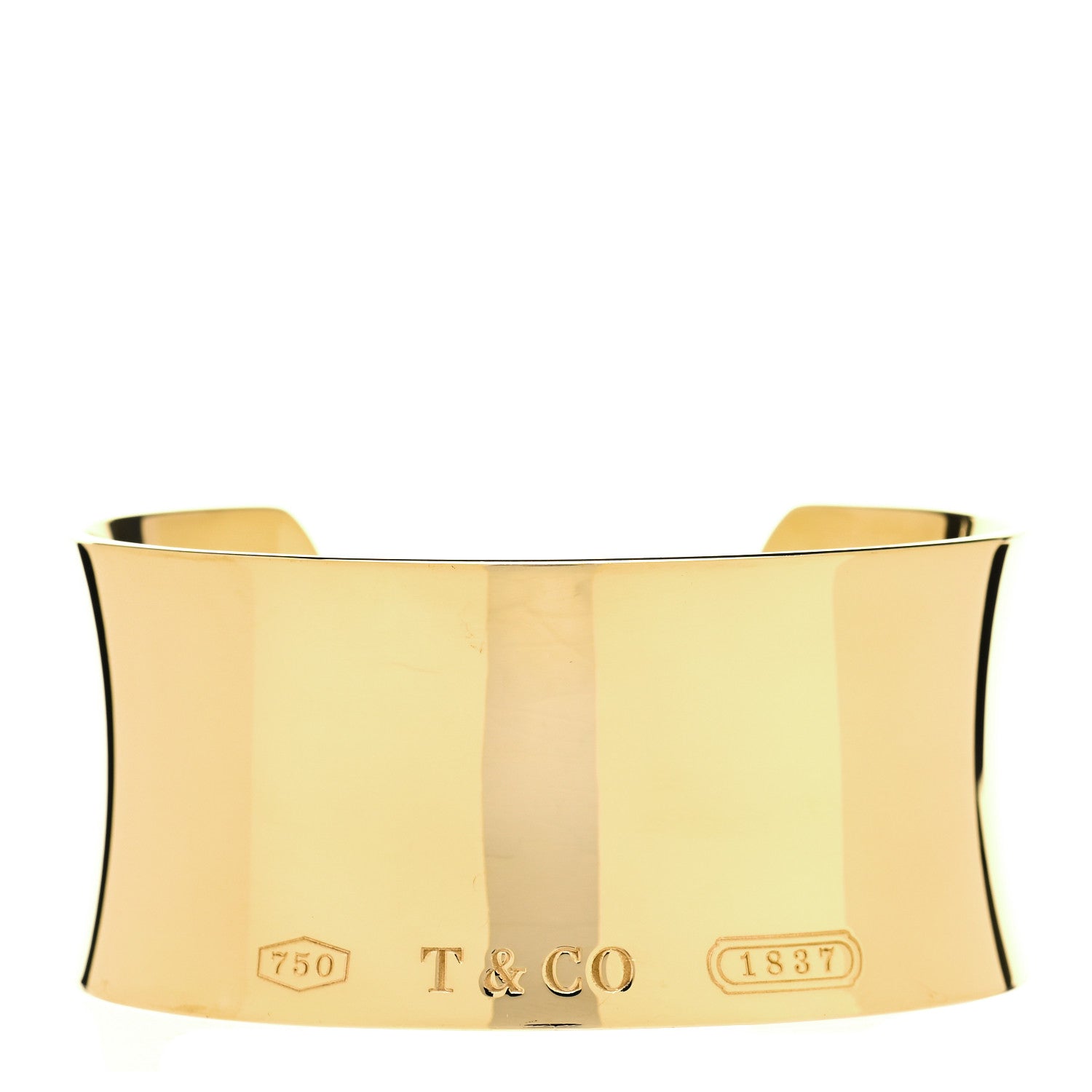 Tiffany 18K Yellow Gold Wide 1837 Cuff Bracelet 1 of 5