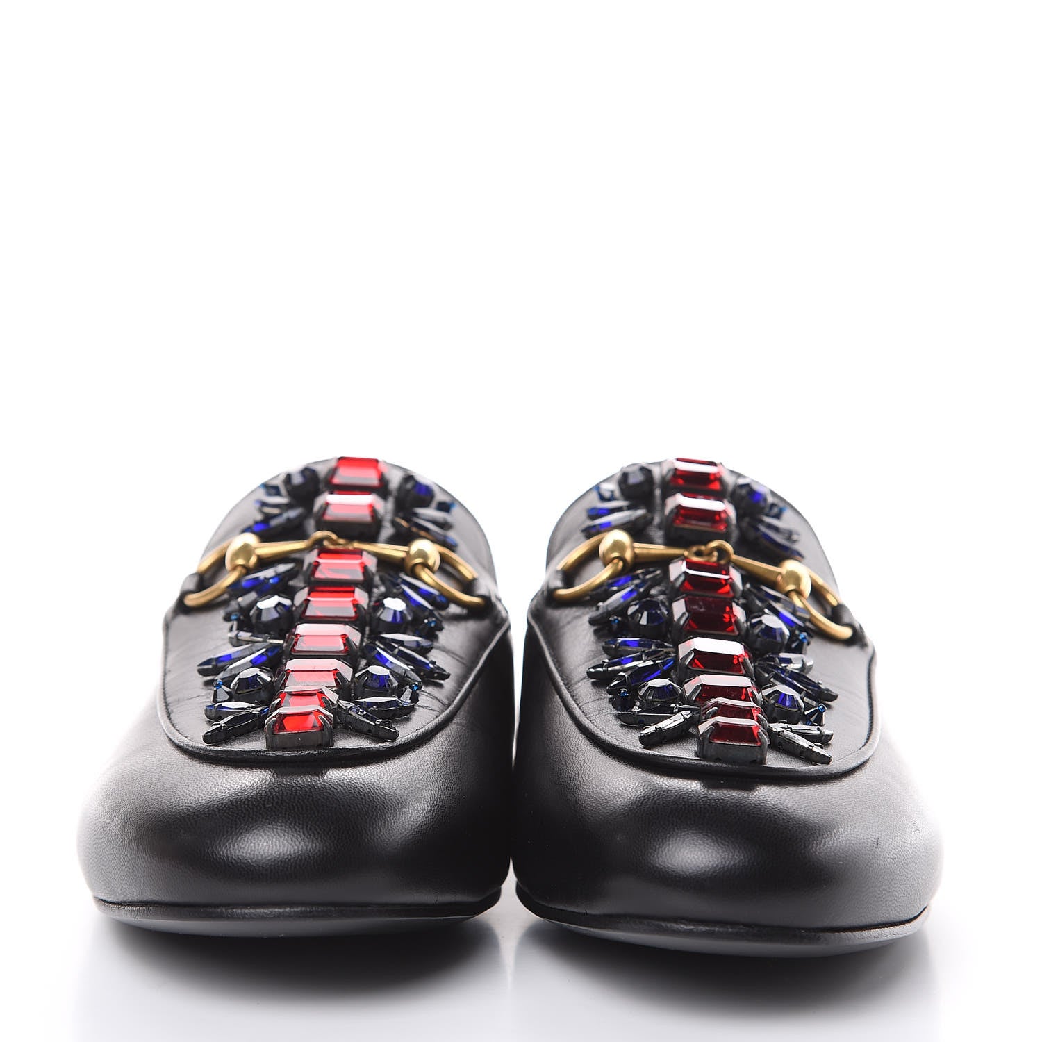Gucci Malaga Kid Crystal Embroidered Womens Princetown Slippers 36.5 Black 2 of 10