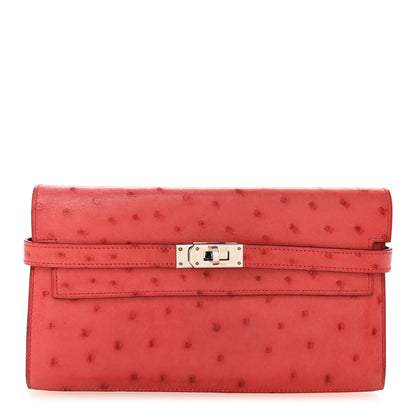 Hermes Ostrich Kelly Longue Wallet Rouge Vif 1 of 7