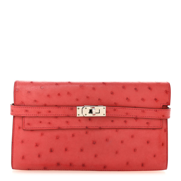 HERMES　OSTRICH　長財布 Hermes Ostrich Kelly Longue Wallet Rouge Vif 1810764 – FASHIONPHILE