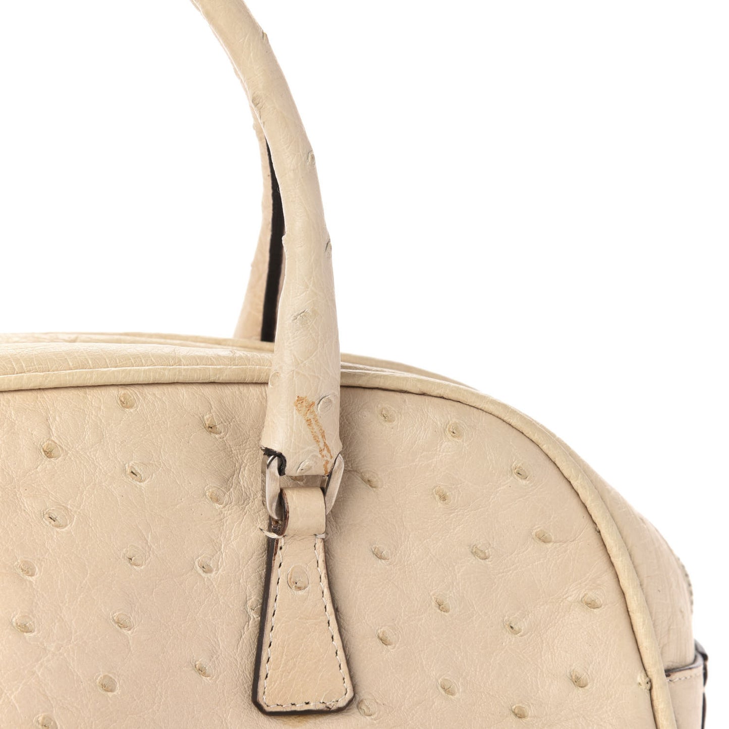 Ostrich Mini Bowling Bag Beige