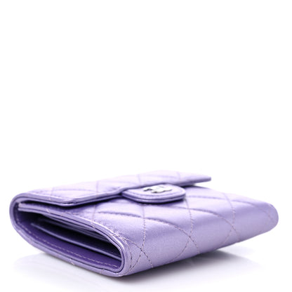 Chanel Iridescent Lambskin Quilted Compact Flap Wallet Purple 4 of 12