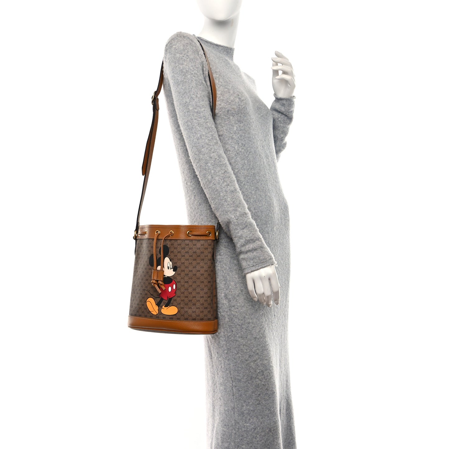 X DISNEY Mini Vintage GG Supreme Monogram Bucket Bag Beige Vintage Sun Oil