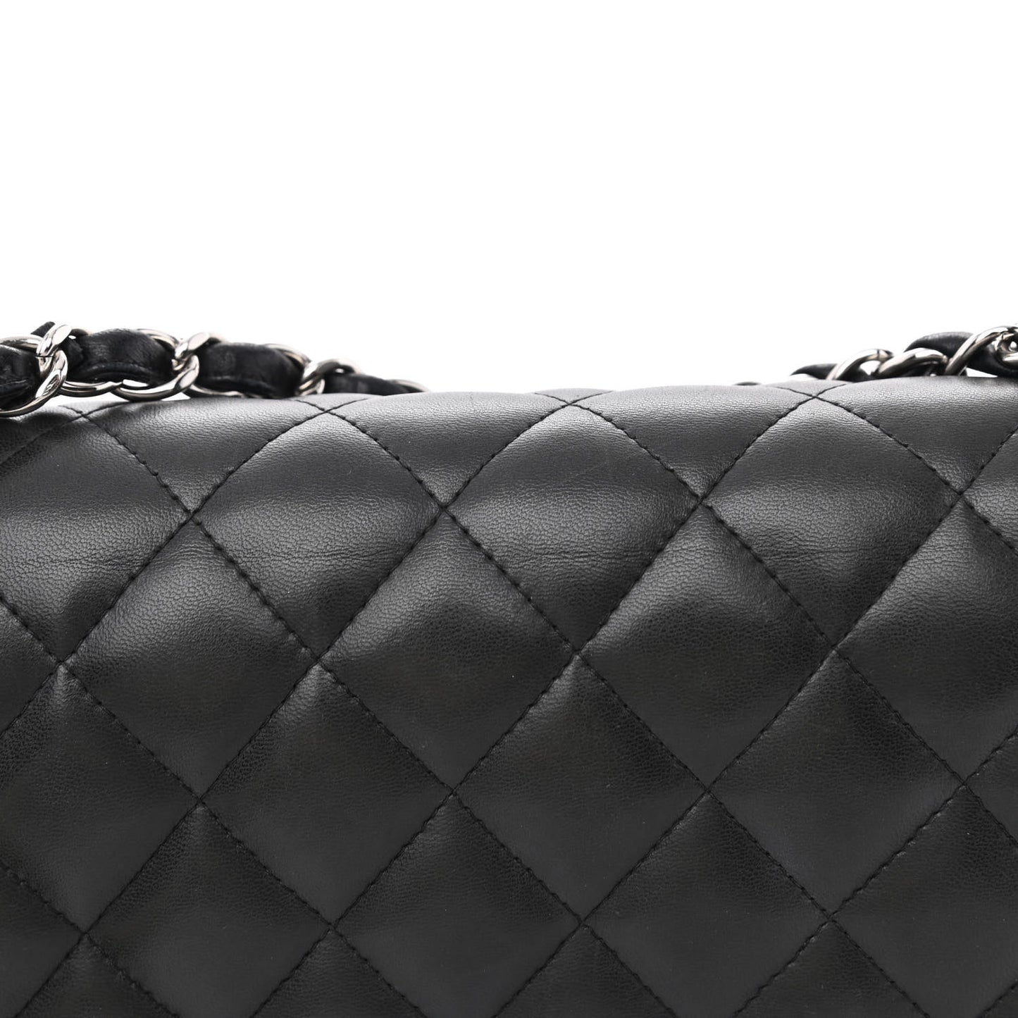 Lambskin Quilted Jumbo Double Flap Black