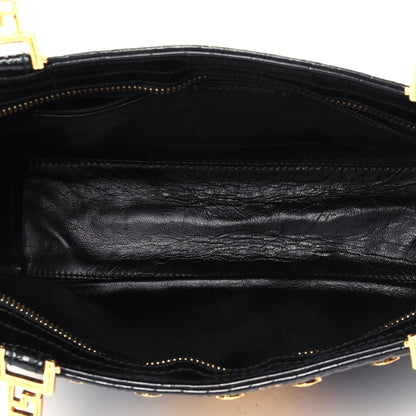 Versace Croc Stamped Patent Medusa Shoulder Bag Black 4 of 4