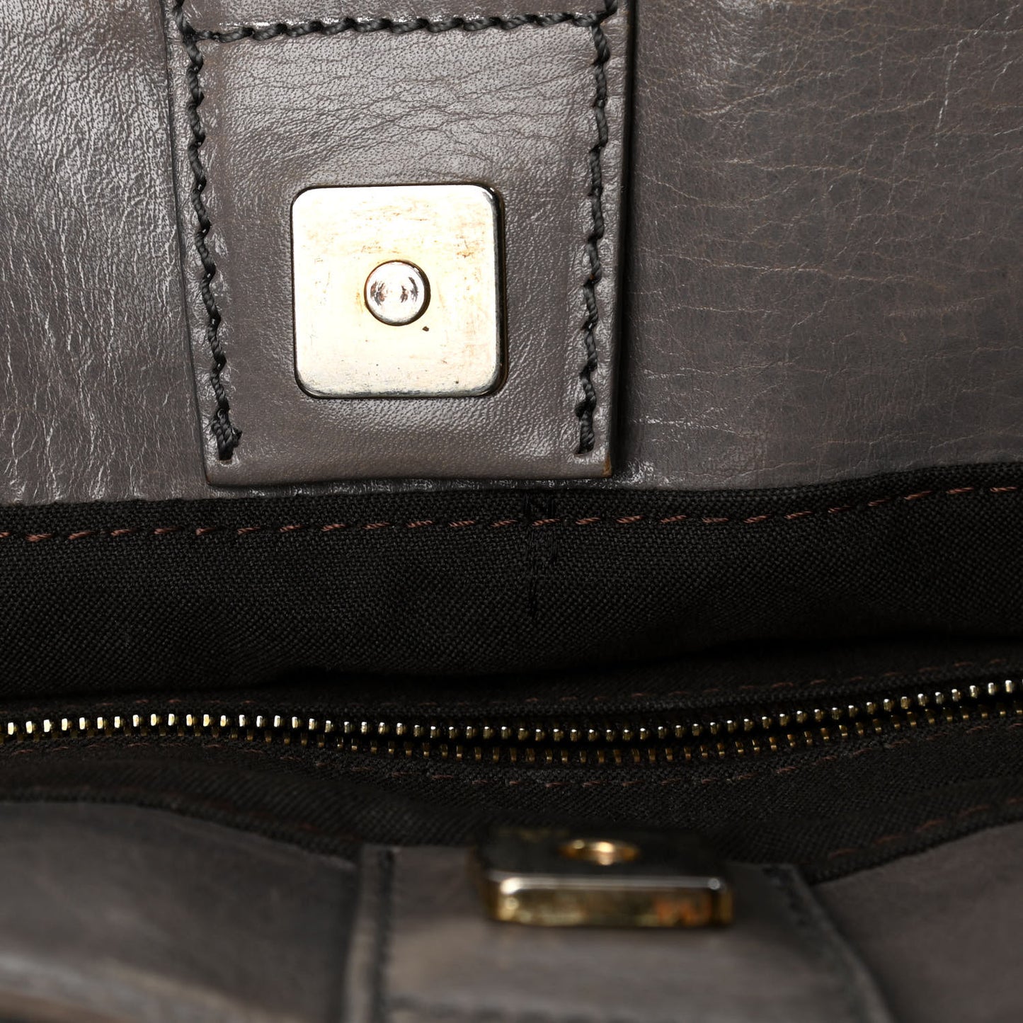 Vitello Acqua Large Twins Tote Grigio Scuro
