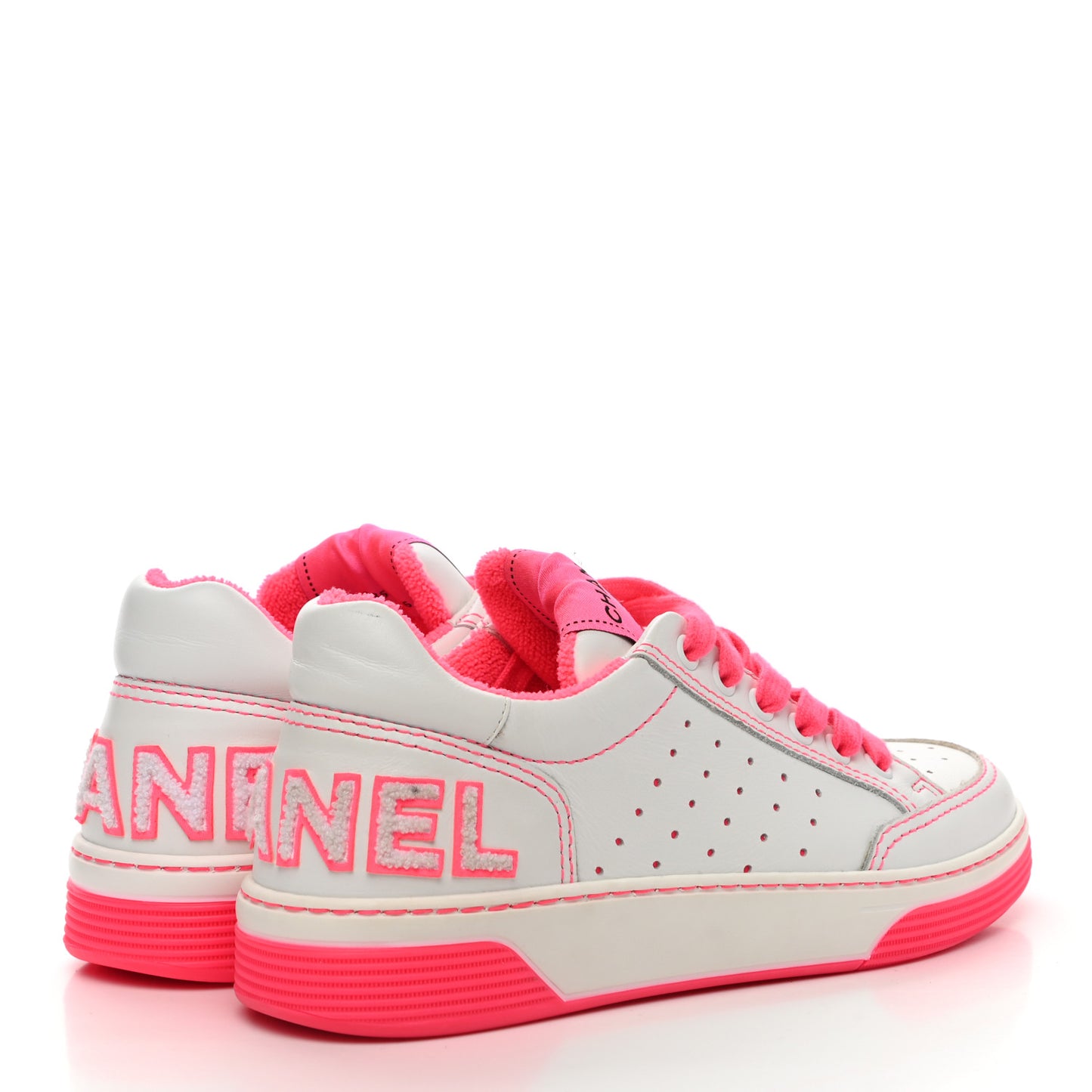 Calfskin Womens Logo Sneakers 36 Fuchsia White