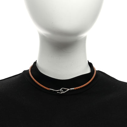 Hermes Woven Leather Jumbo Hook Choker Necklace Brown 2 of 6