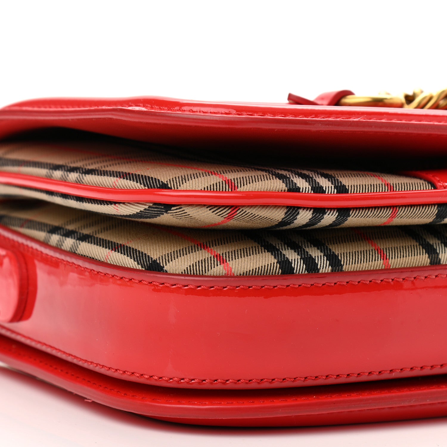 Burberry Patent 1983 Knight Check Link Shoulder Bag Bright Red 8 of 9
