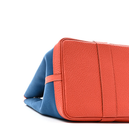 Hermes Toile Negonda Garden Party Tote 36 MM  Bleu Zanzibar Capucine 9 of 10