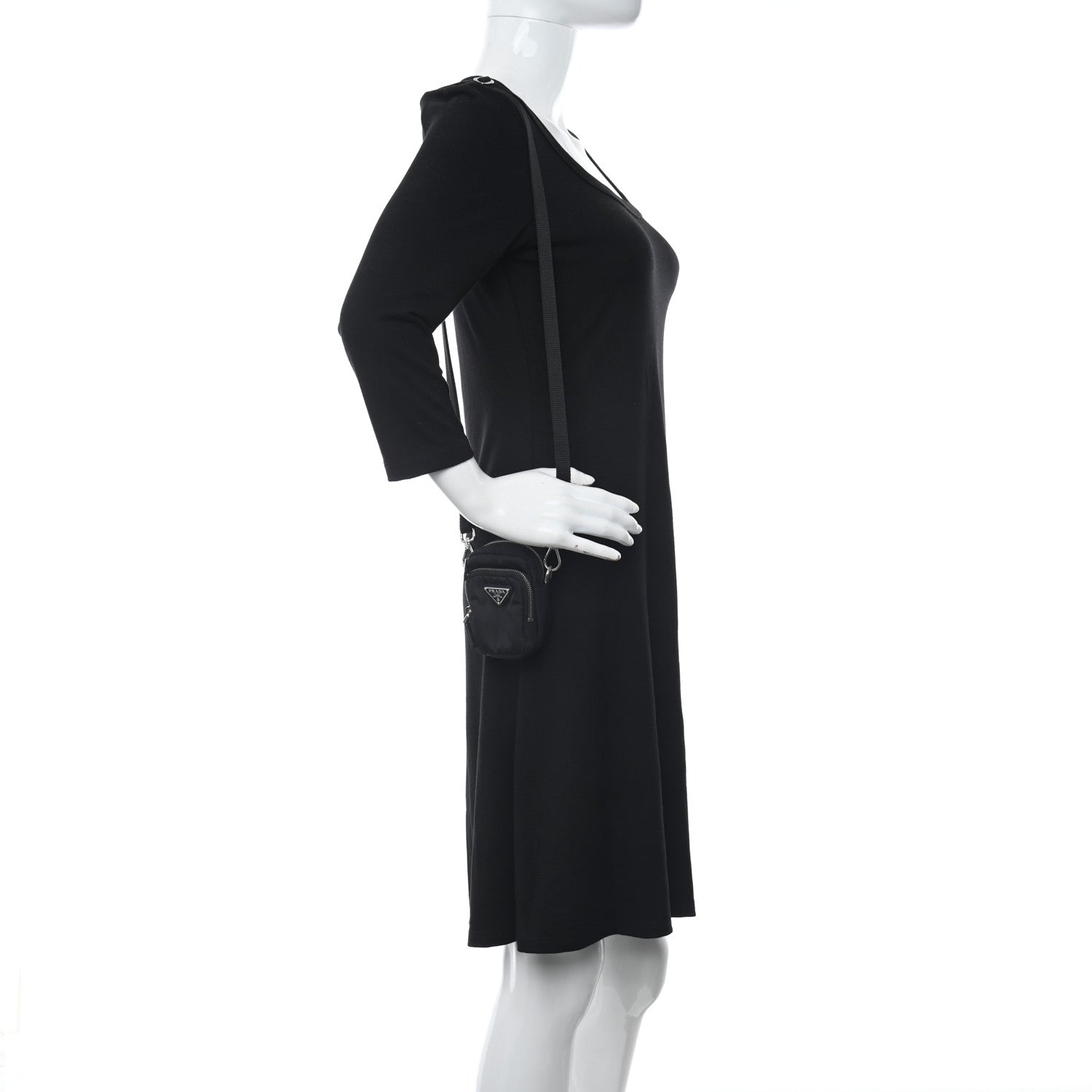 Prada Tessuto Nylon Saffiano Mini Crossbody Pouch Black 2 of 11