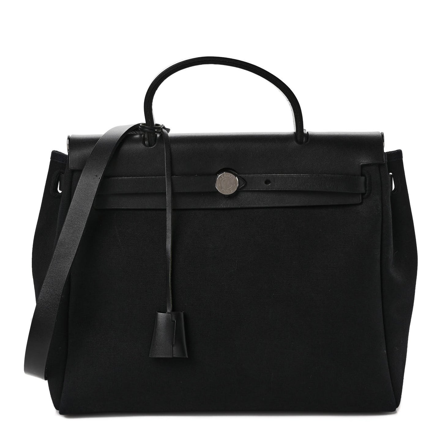 Toile Vache Calfskin Herbag 30 PM Black