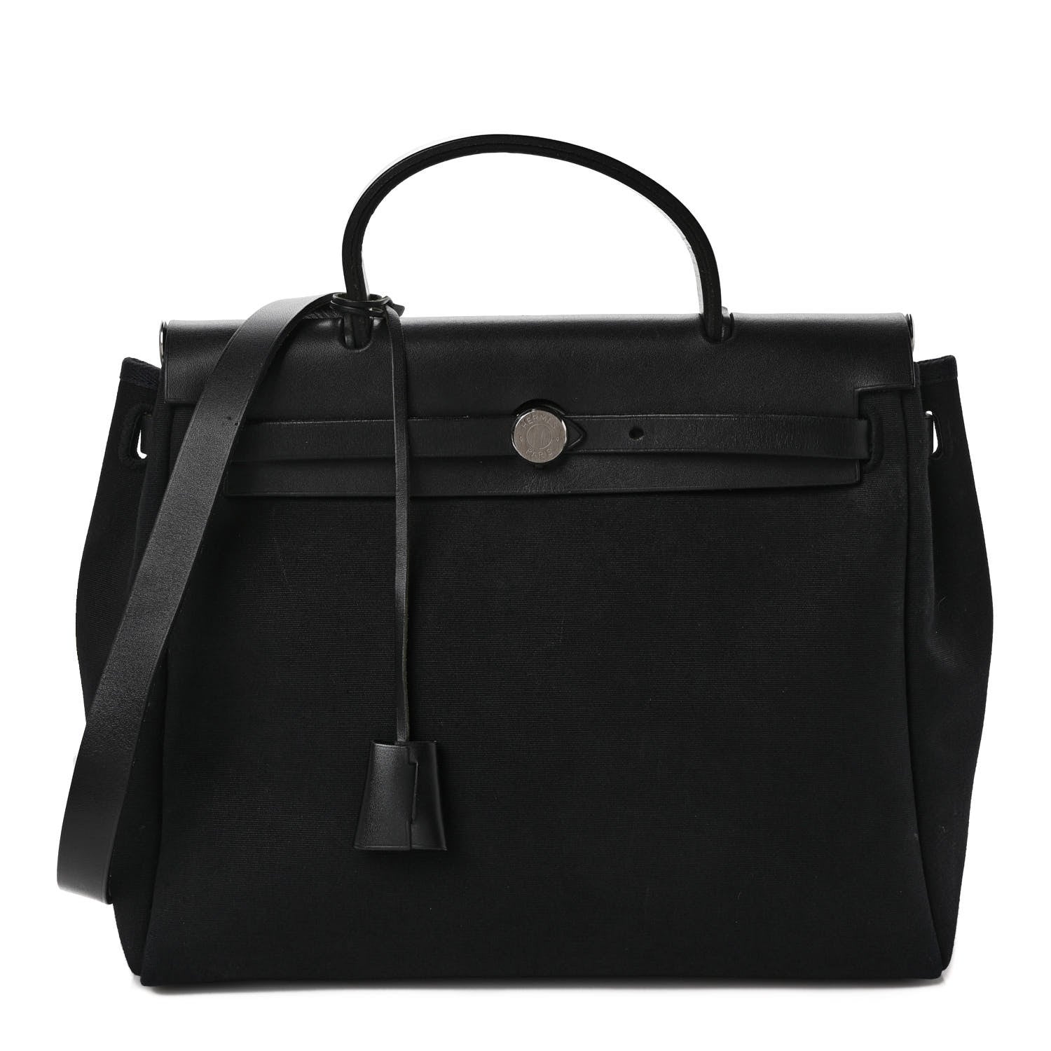 Hermes Toile Vache Calfskin Herbag 30 PM Black 1 of 11