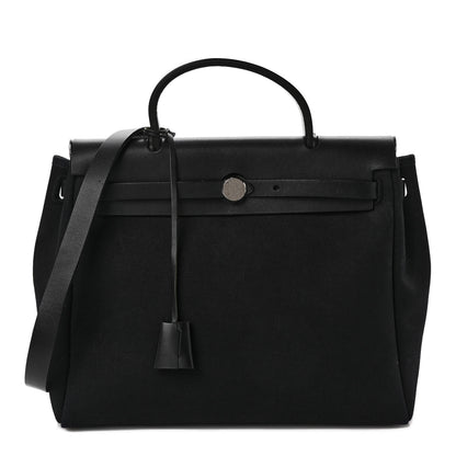 Hermes Toile Vache Calfskin Herbag 30 PM Black 1 of 11