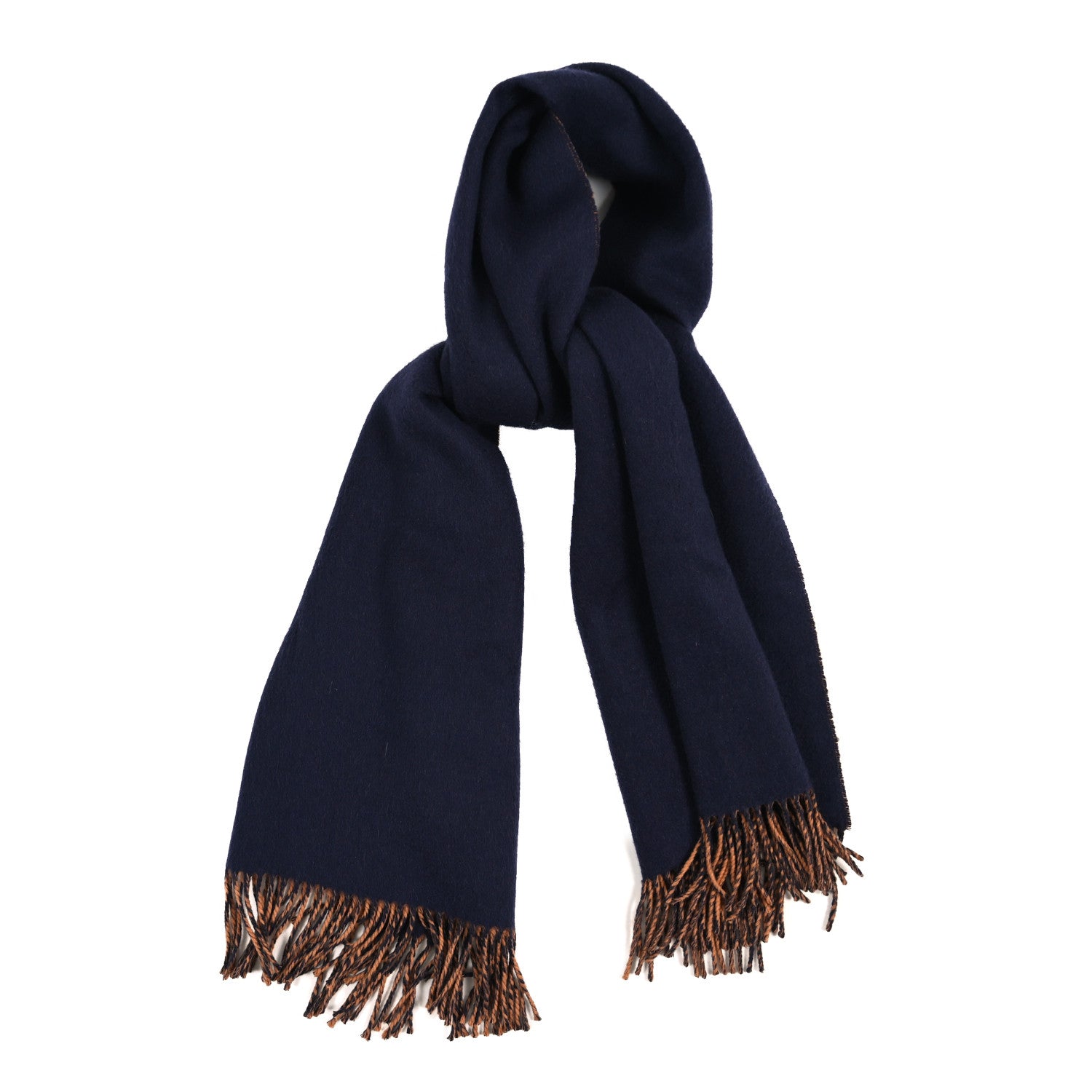 Hermes Cashmere Fringe Double Face Stole Marine Bronze 1 of 4