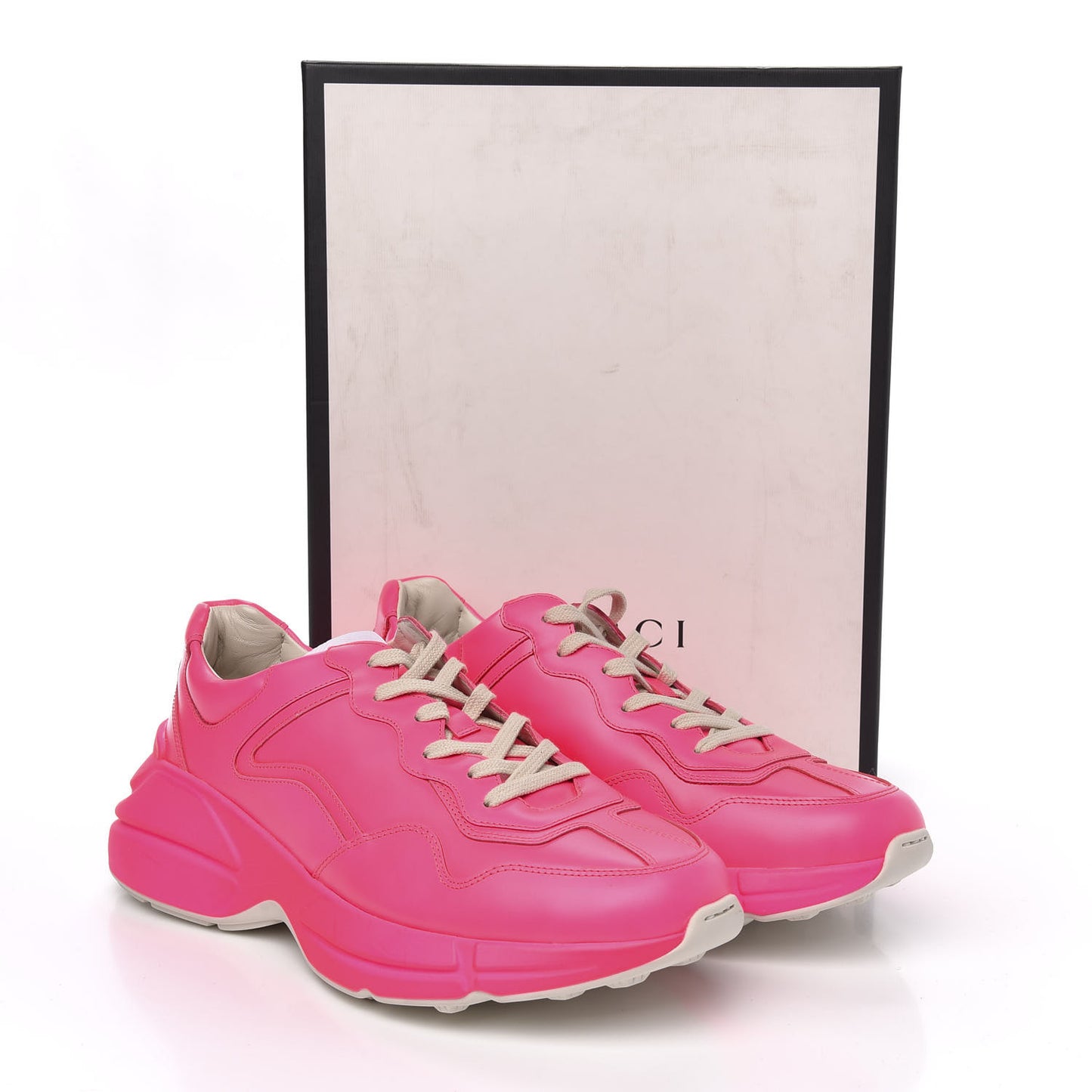 Calfskin Mens Rhyton Sneakers 9 Fuxia Fluo