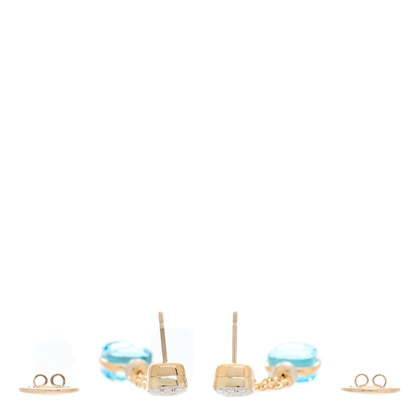 18K Rose Gold Diamond Blue Topaz Nudo Drop Earrings