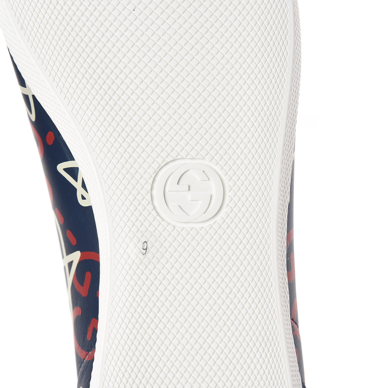 Gucci Calfskin GucciGhost Print Mens Low Top Sneakers 9 Blue Agata Hibiscus Red 6 of 8
