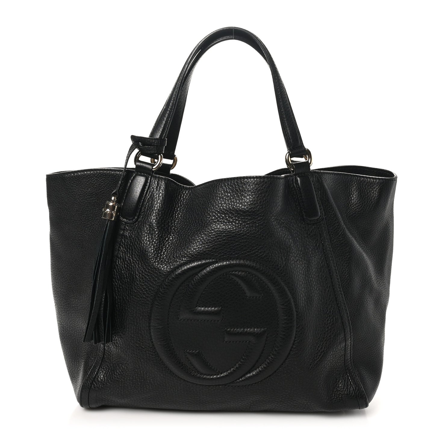 Pebbled Calfskin Medium Soho Shoulder Bag Black
