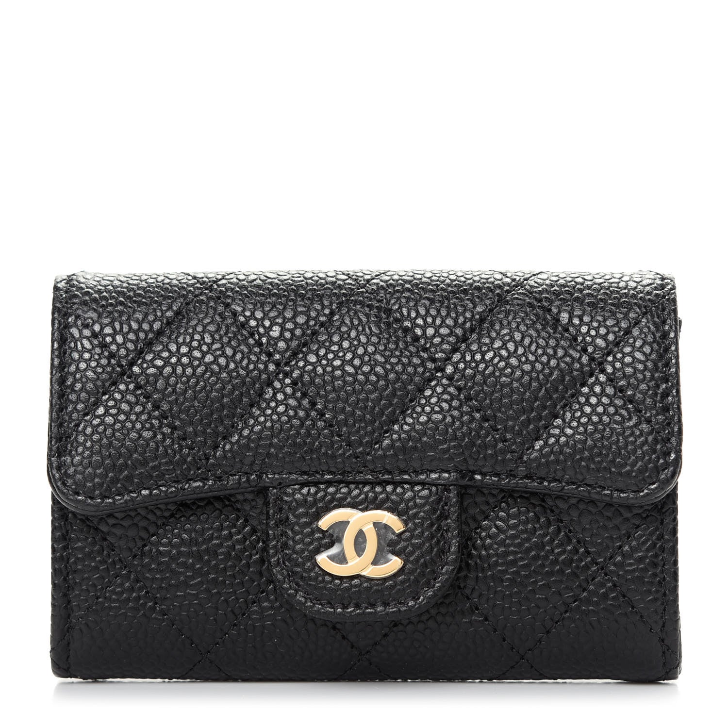 Chanel Caviar Quilted Flap Card Holder Wallet Black 1 of 9