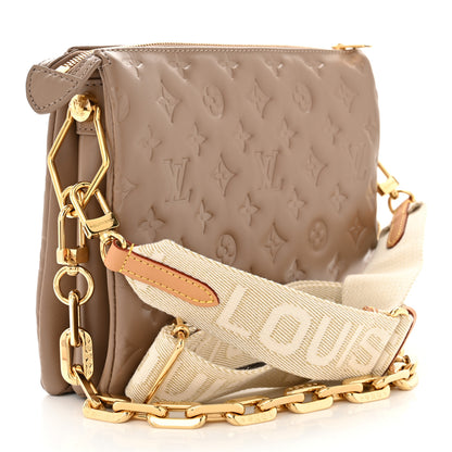 Louis Vuitton Lambskin Embossed Monogram Coussin PM Taupe 3 of 9