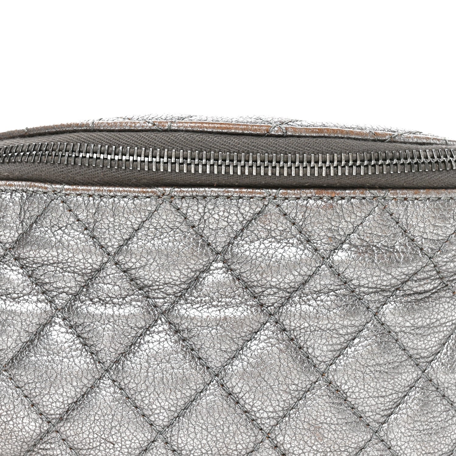 Chanel Metallic Goatskin Quilted Banane Waist Bag Fanny Pack Silver 7 of 9