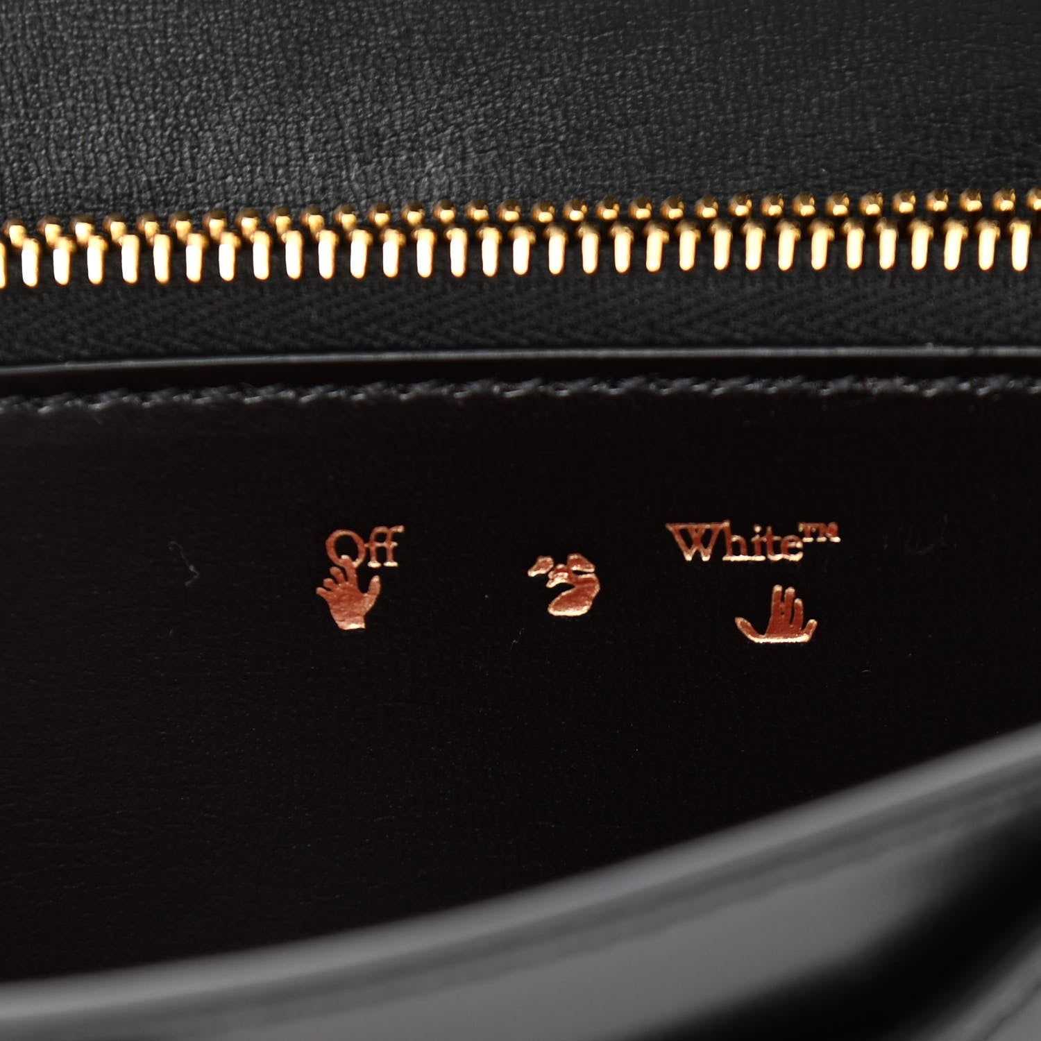 Off-White Calfskin Jitney Logo Flap Wallet On Chain Black 7 of 9