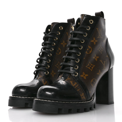 Louis Vuitton Patent Calfskin Monogram Star Trail Ankle Boots 39 Black 4 of 9