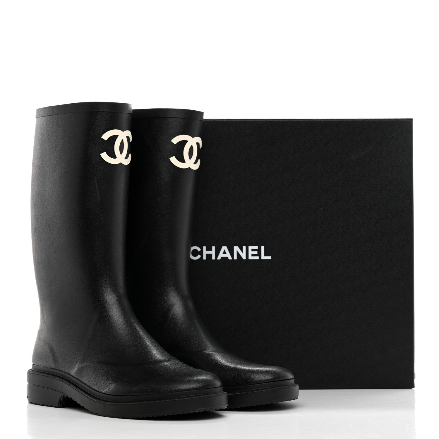 Chanel Caoutchouk CC High Boots 40 Black 15 of 15
