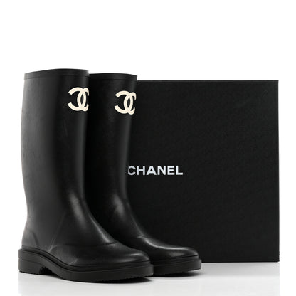 Chanel Caoutchouk CC High Boots 40 Black 15 of 15