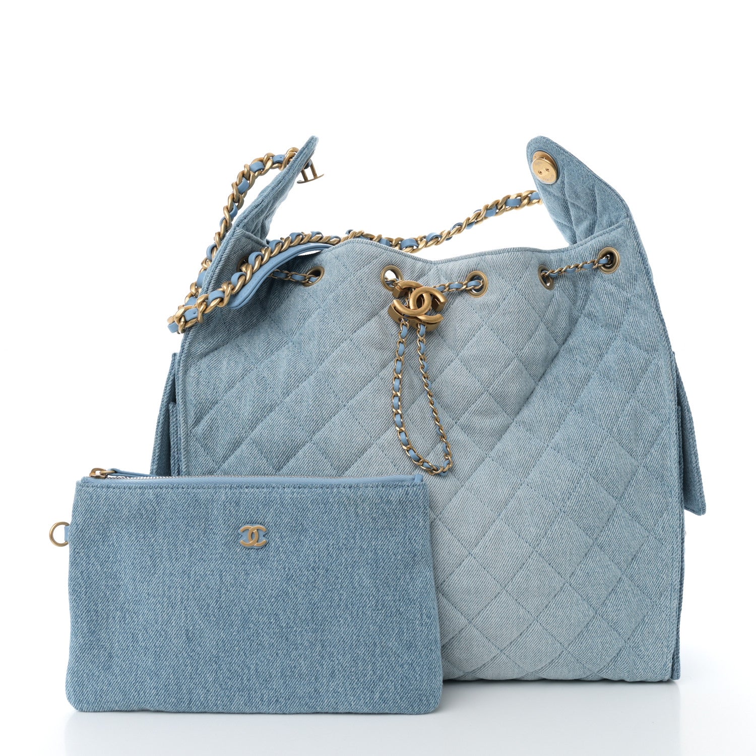 Chanel Washed Denim Quilted Medium Chanel 25 Handbag Blue 3 of 11