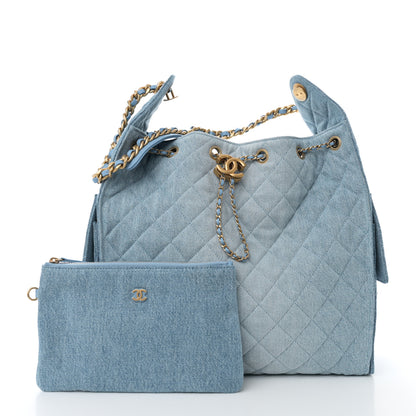 Chanel Washed Denim Quilted Medium Chanel 25 Handbag Blue 3 of 11