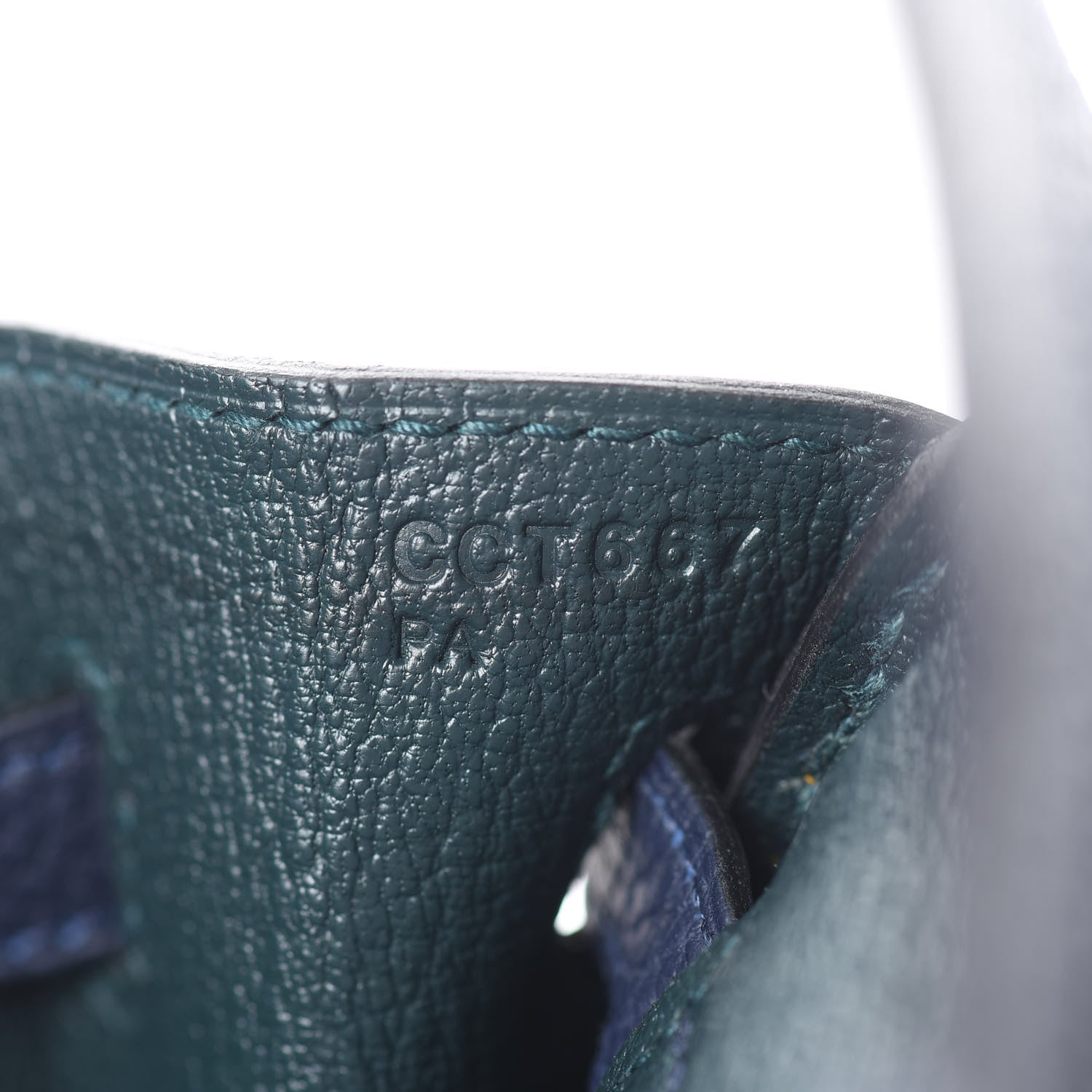 Hermes Togo Swift Officier Birkin 25 Bleu Nuit Vert Cypress 23 of 35