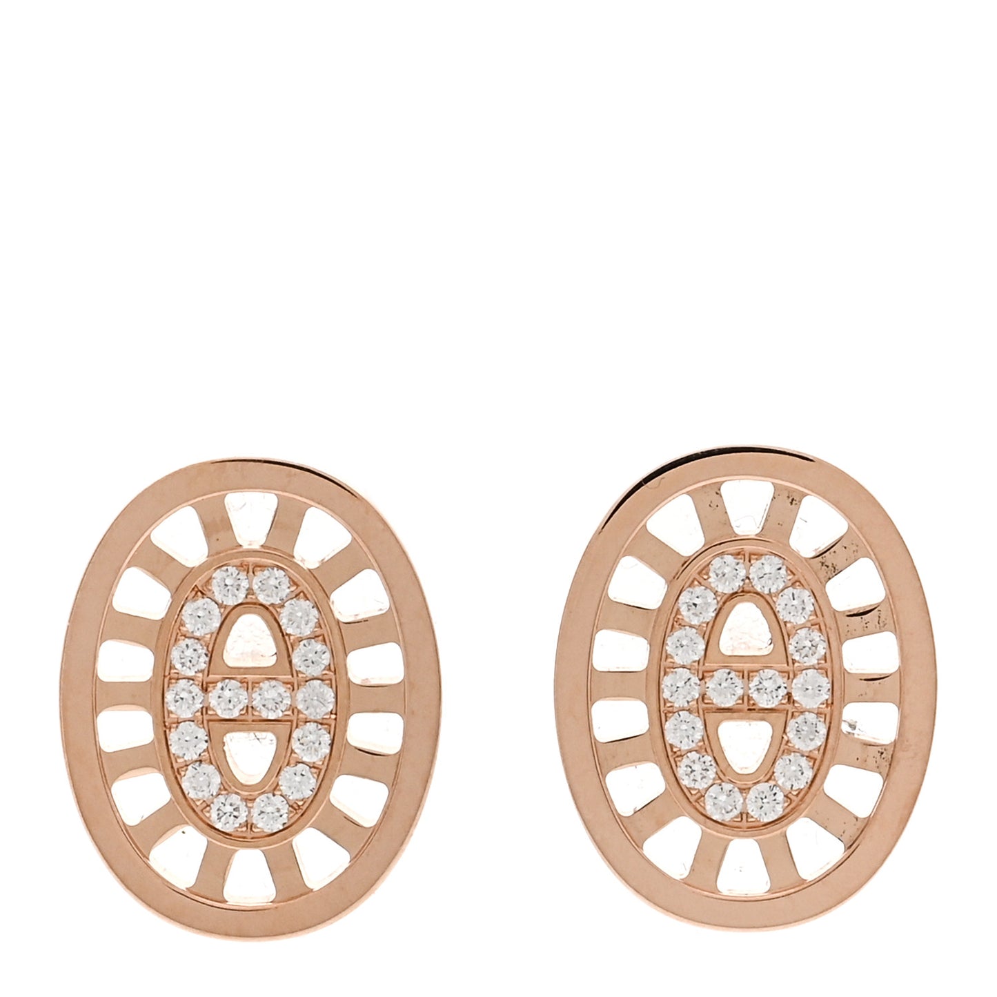 18K Rose Gold Diamond Chaine d'Ancre Divine Stud Earrings