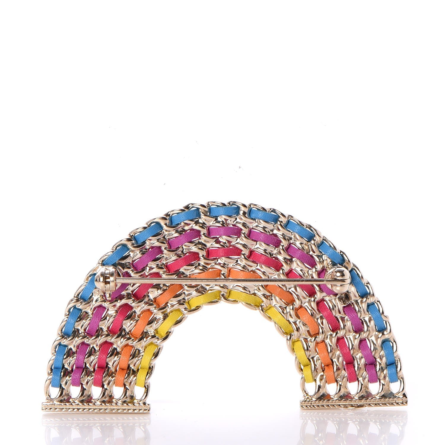 Chanel Lambskin Chain Rainbow CC Brooch Gold Multicolor 3 of 5
