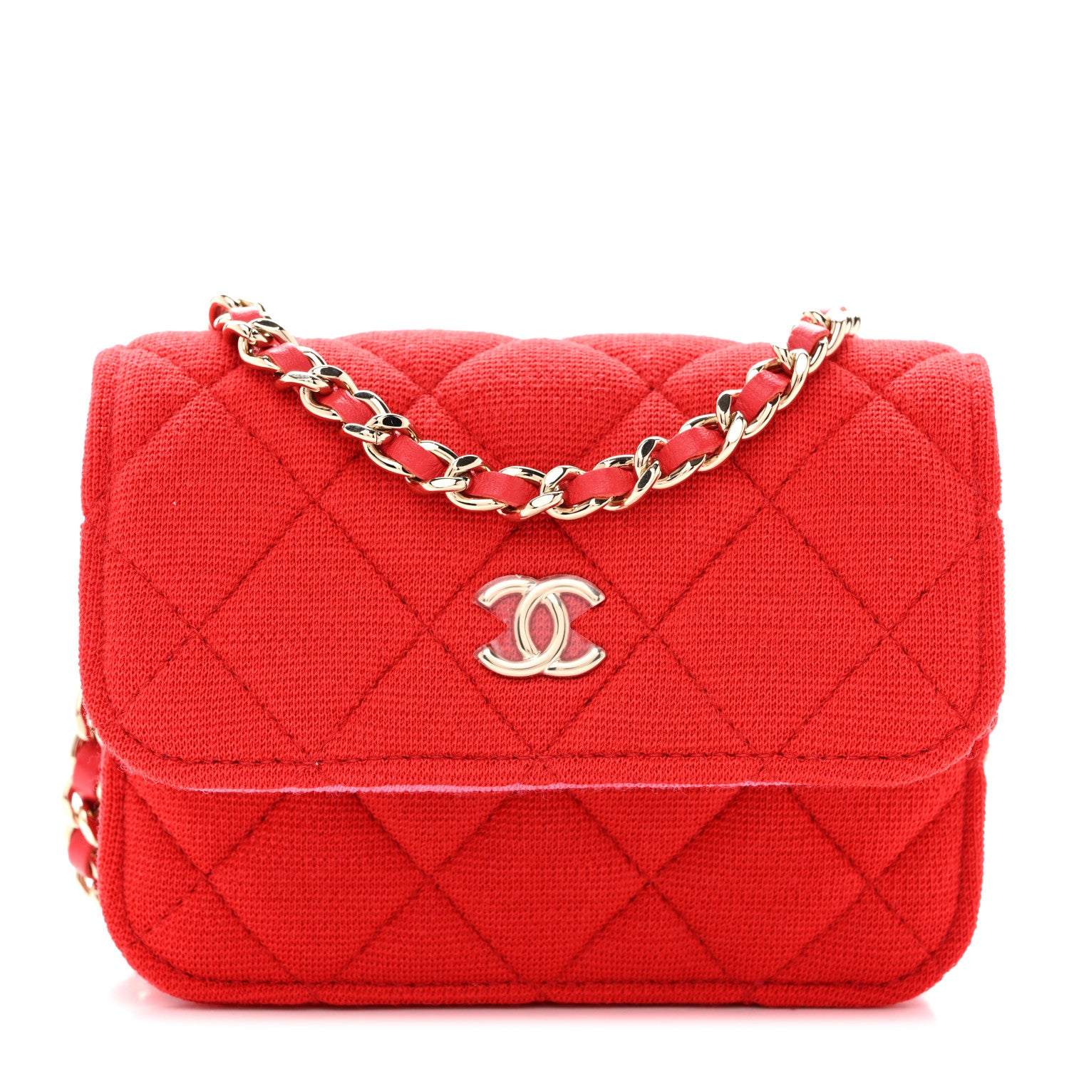 Chanel Jersey Quilted Micro Mini Flap Red 1 of 11