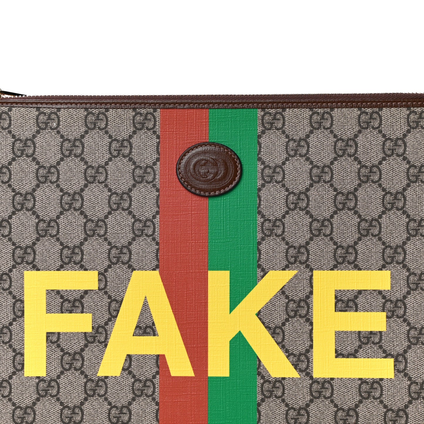GG Supreme Monogram Fake/Not Interlocking G Documents Holder Beige Brown Sugar