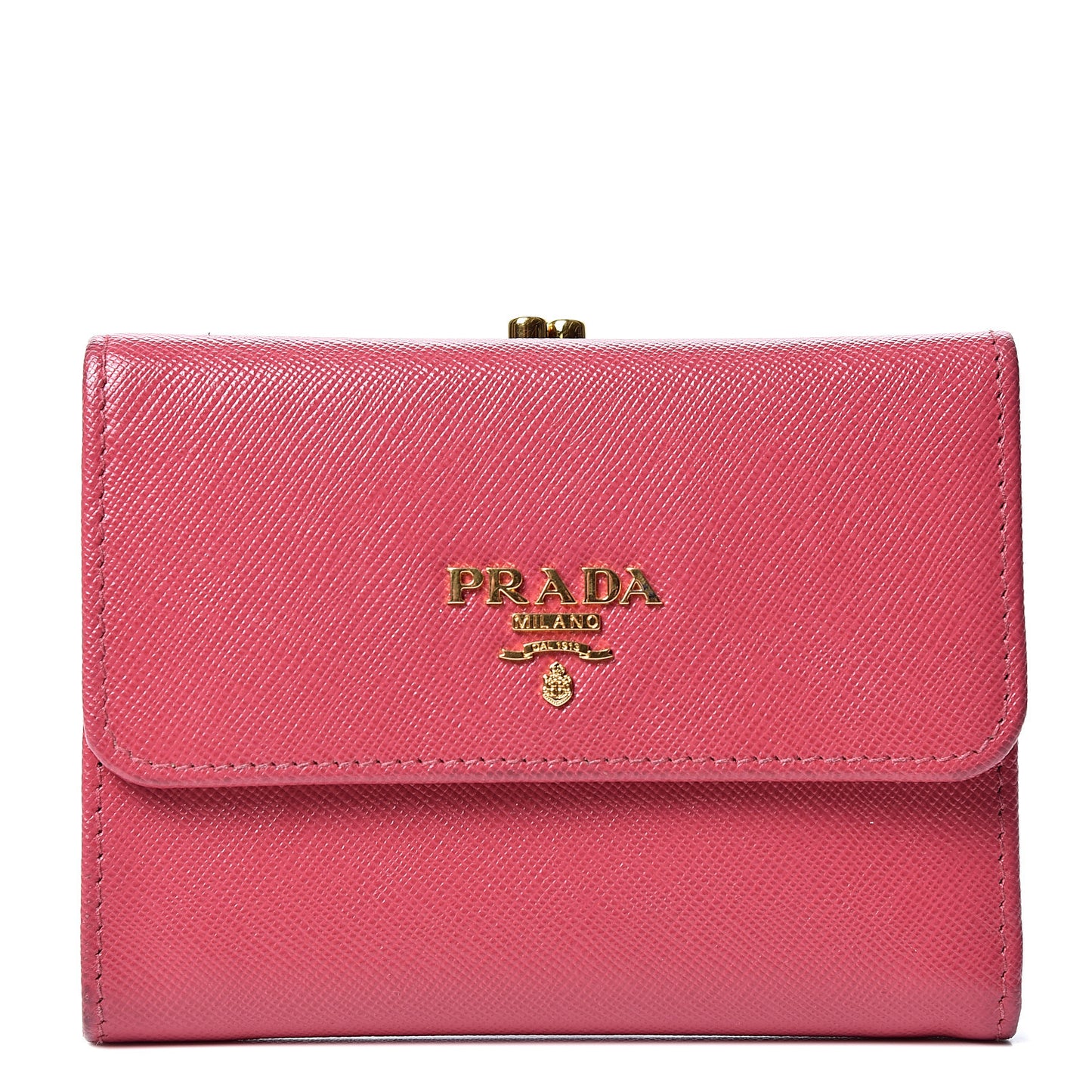 Saffiano Compact Kiss Lock Wallet Peonia