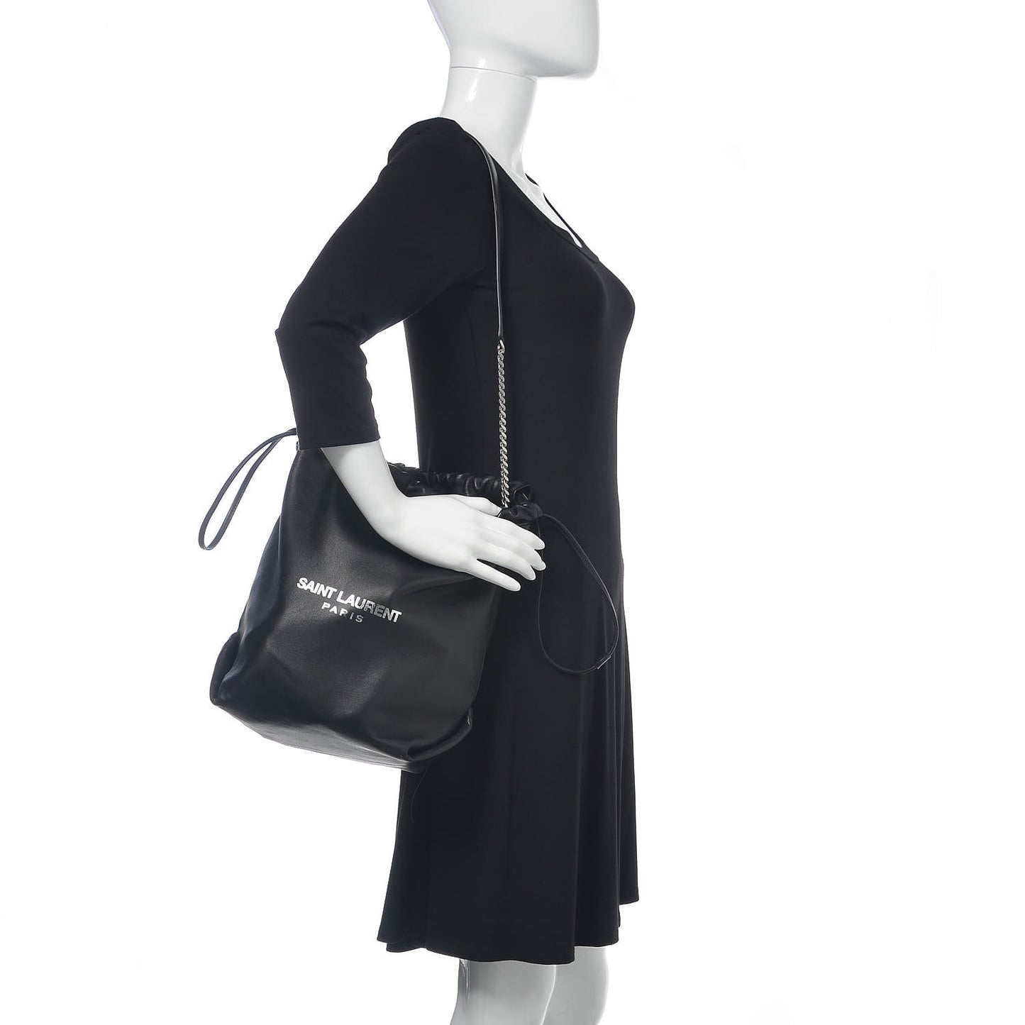 Lambskin Teddy Drawstring Bag Black