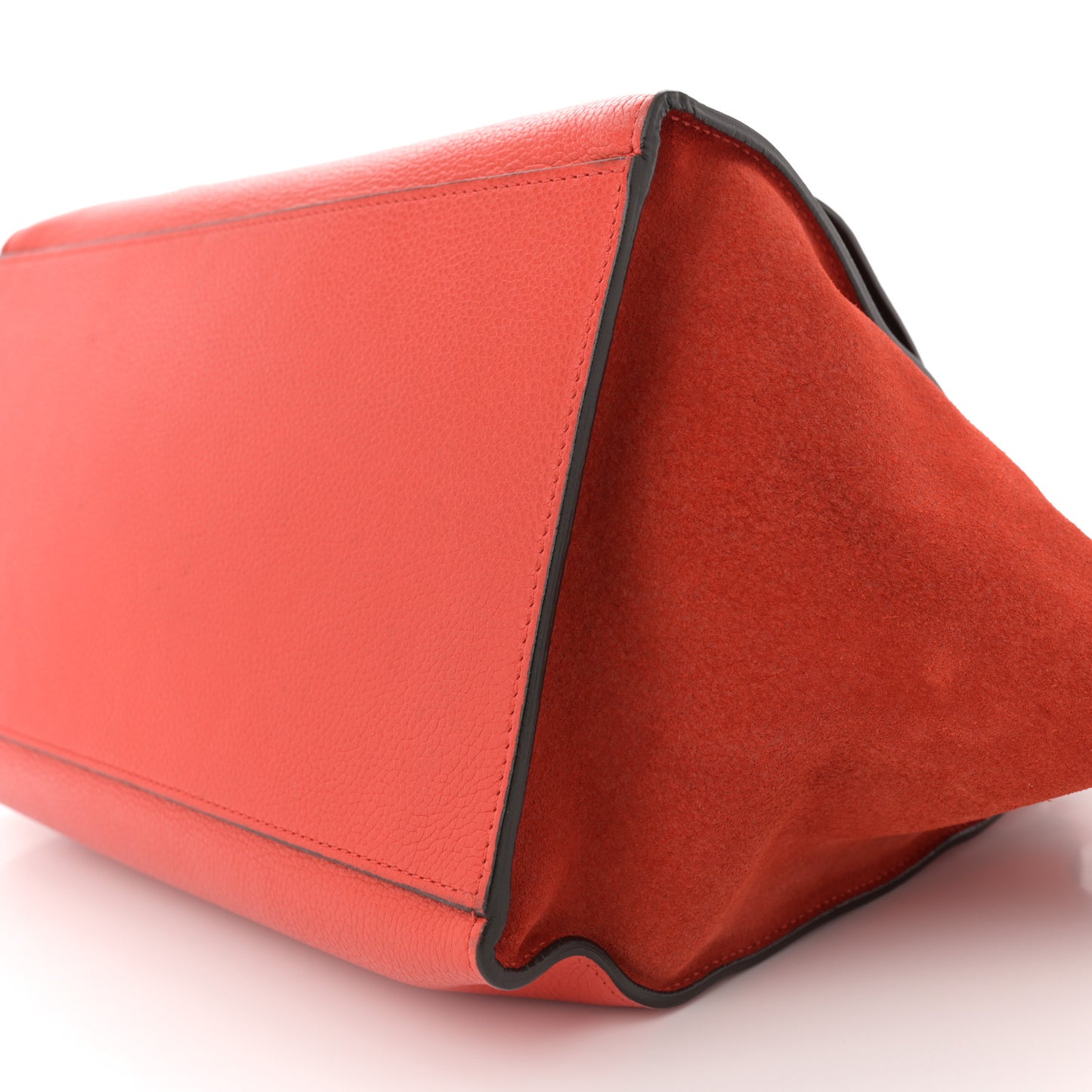 Drummed Calfskin Suede Medium Trapeze Vermillion