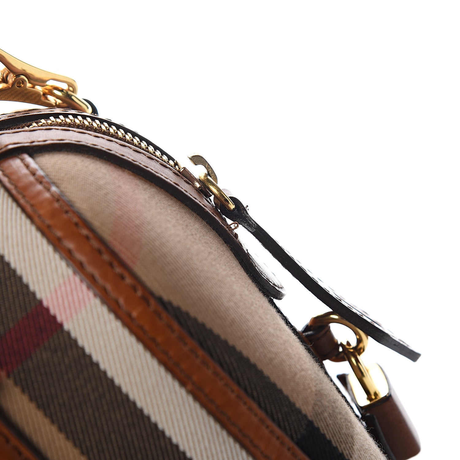 Burberry House Check Bridle Calfskin Small Alchester Bowling Bag Dark Tan 12 of 13
