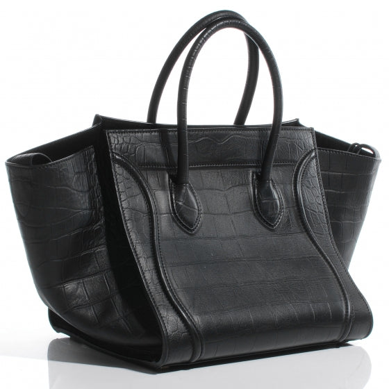 Crocodile Embossed Small Phantom Luggage Black