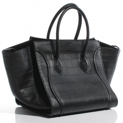 Celine Crocodile Embossed Small Phantom Luggage Black 3 of 7