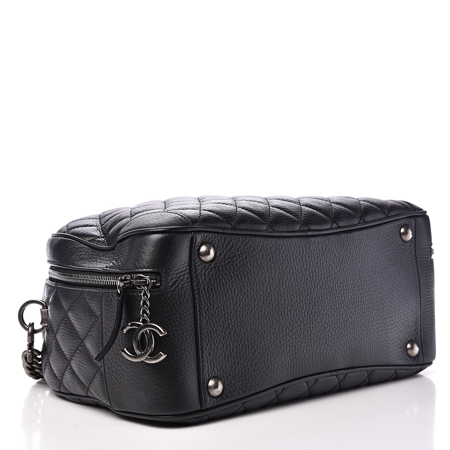 Chanel Calfskin Quilted Medium Airlines Round Trip Bowling Bag Black 3 of 11