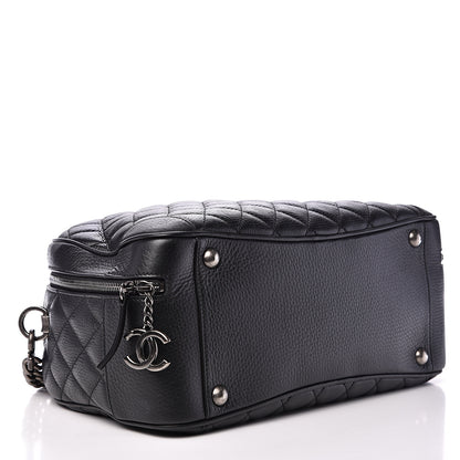 Chanel Calfskin Quilted Medium Airlines Round Trip Bowling Bag Black 3 of 11