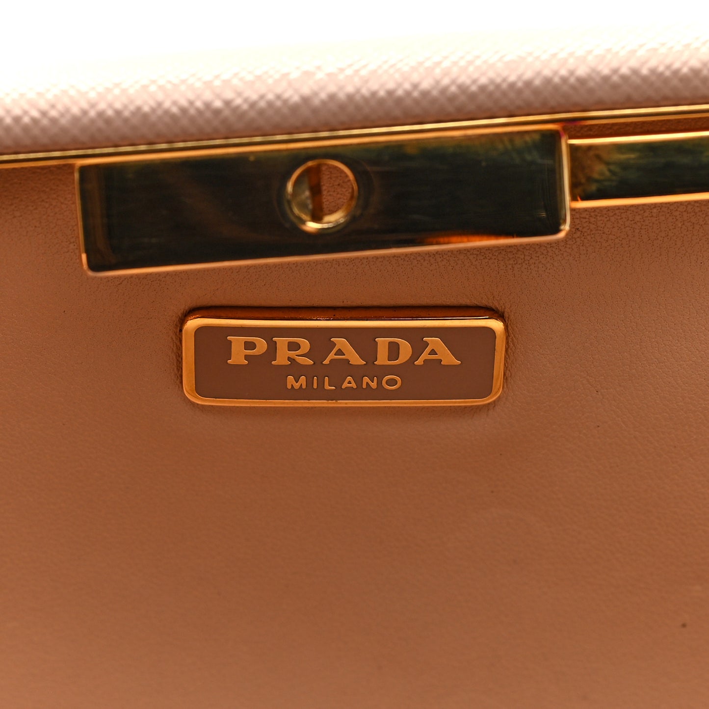 Saffiano Lux East West Frame Clutch Cipria