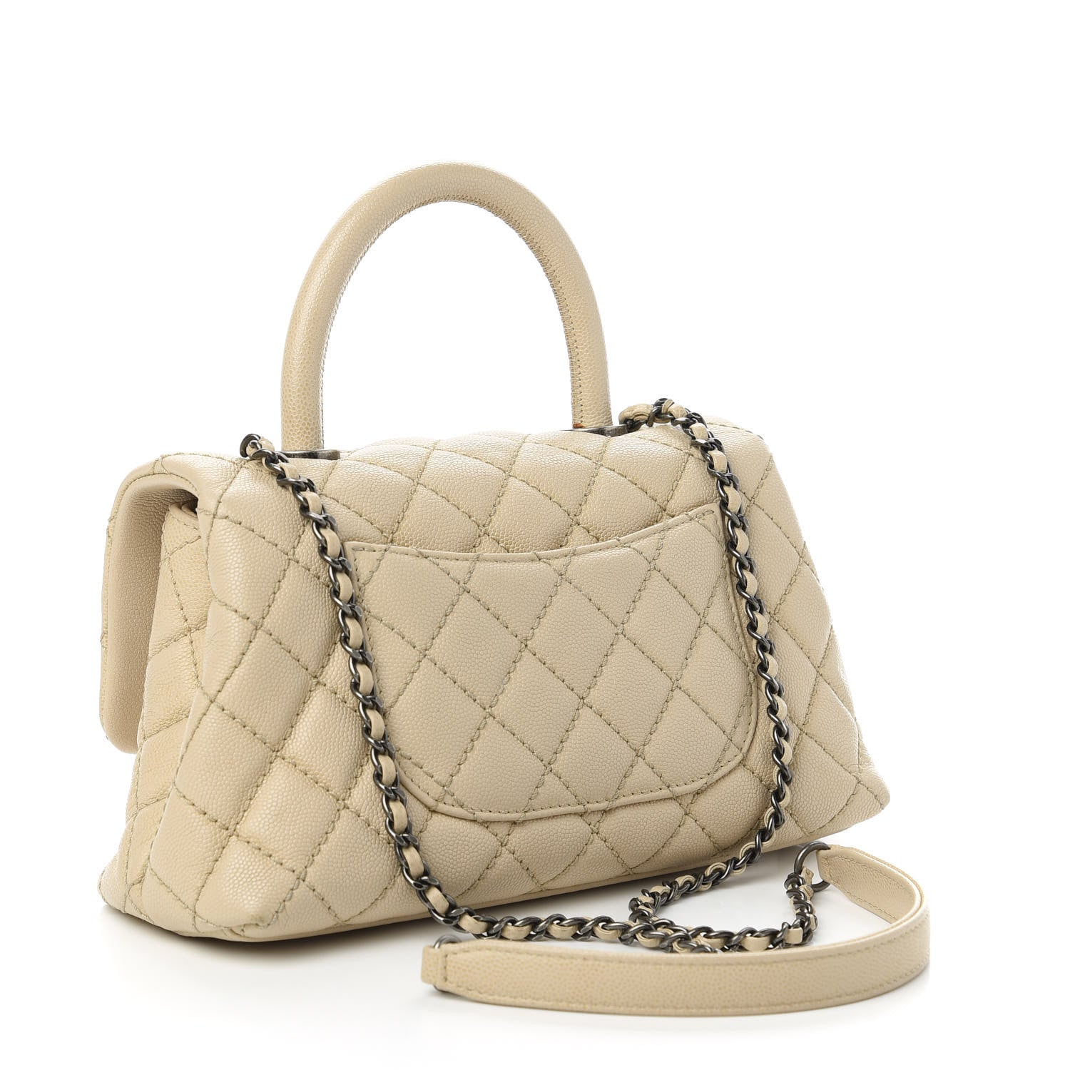 Chanel Caviar Quilted Mini Coco Handle Flap Beige 3 of 11